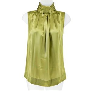 Kenar | Satin Silk High Neck Button Sleeveless Top
